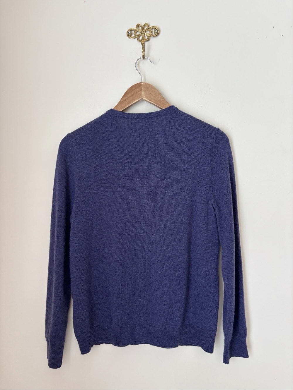 Woolovers Purple Cashmere Merino Wool Blend Crew Neck Cardigan Sweater Medium - Picture 3 of 5